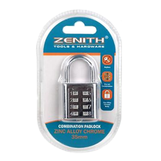 Zinc Alloy Chrome Combination Padlock - 8 Digit, 35mm